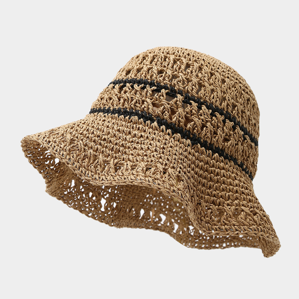 TheCapSpot - Crownover Crocheted Straw Bucket Hat Women's Seaside Vacation
