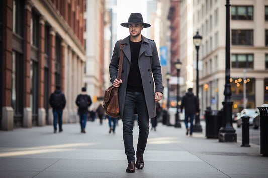 Black fedora hat on a white background