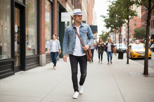 White straw hat with a black band on a white background