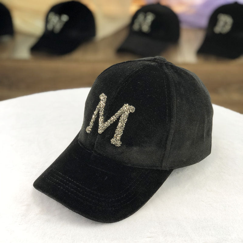 Letter Gold Velvet Baseball Cap Casual All-match Korean Peaked Cap