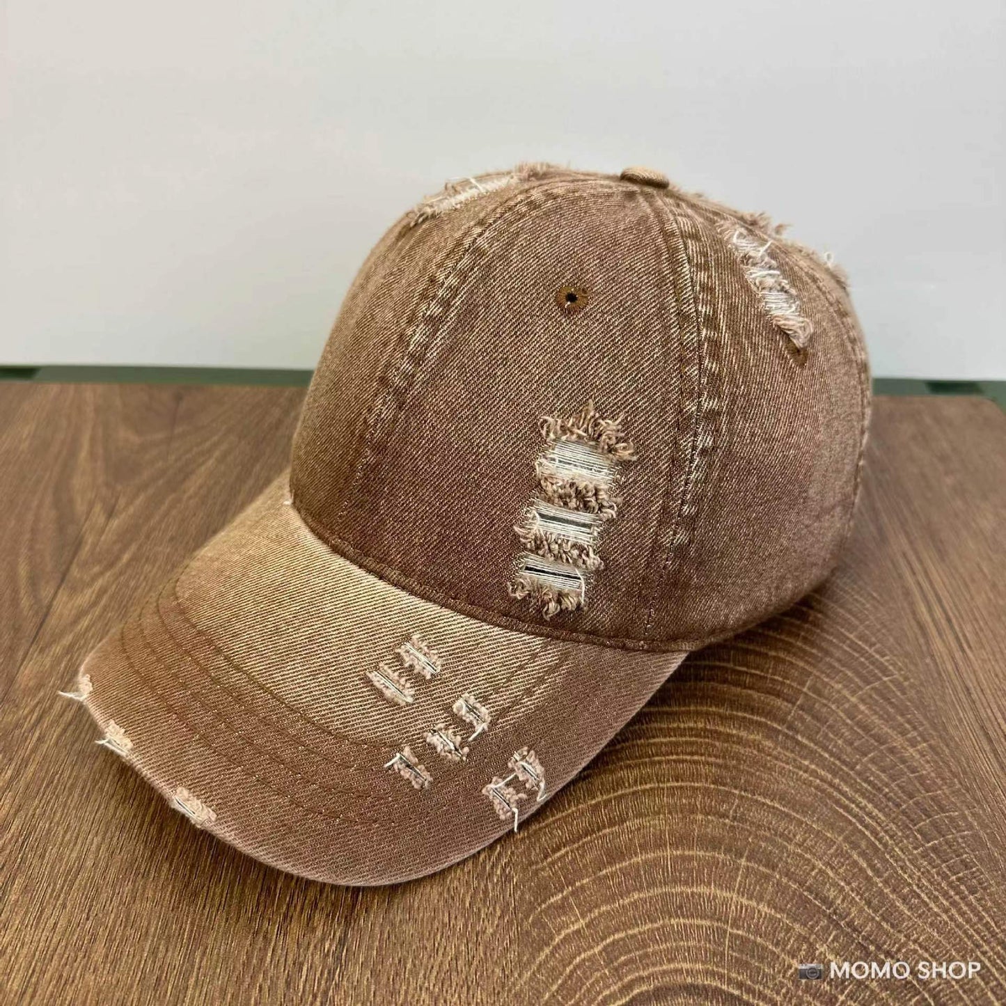 TheCapSpot - Washed Denim Soft Peaked Cap Distressed