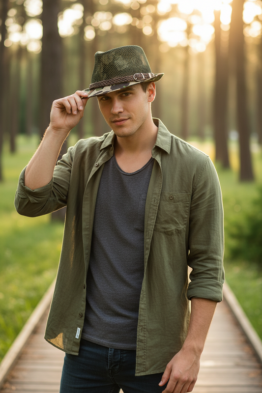 Wendell Camouflage Straw Sun Hat – Breathable Mesh, One Size