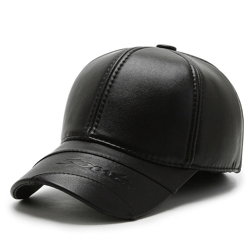 Men's Middle-aged And Elderly Winter Cold-proof PU Leather Hat