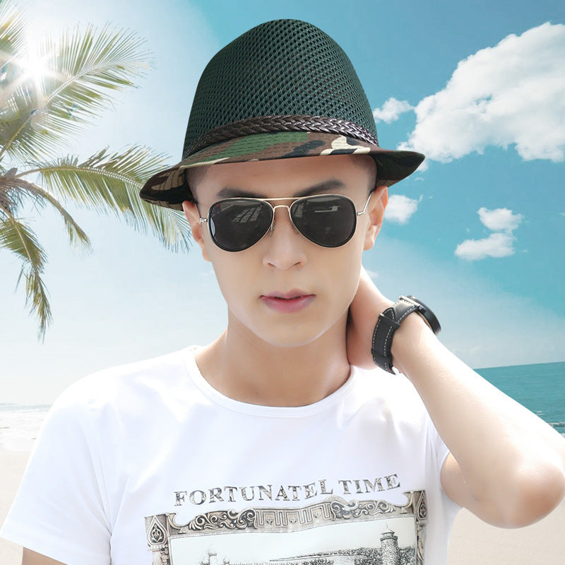 TheCapSpot - Men's Summer Breathable Mesh Straw Hat