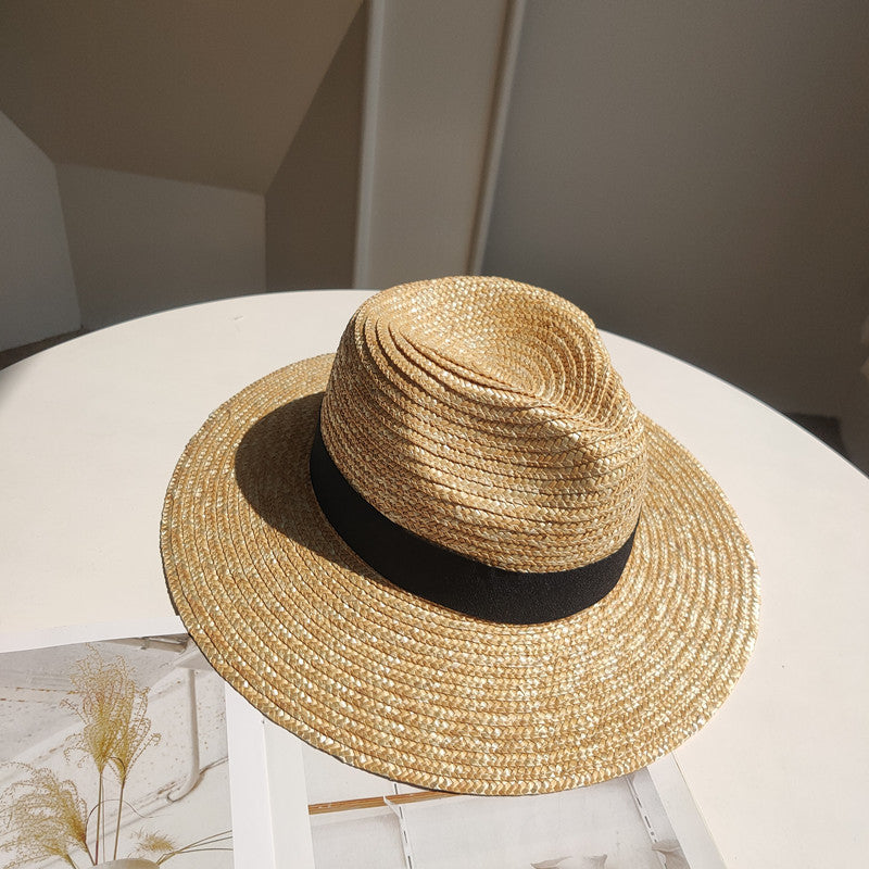TheCapSpot - Tan with solid Ribbon Straw Hat