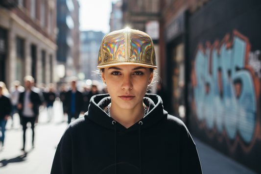 Holographic gold cap on a white background