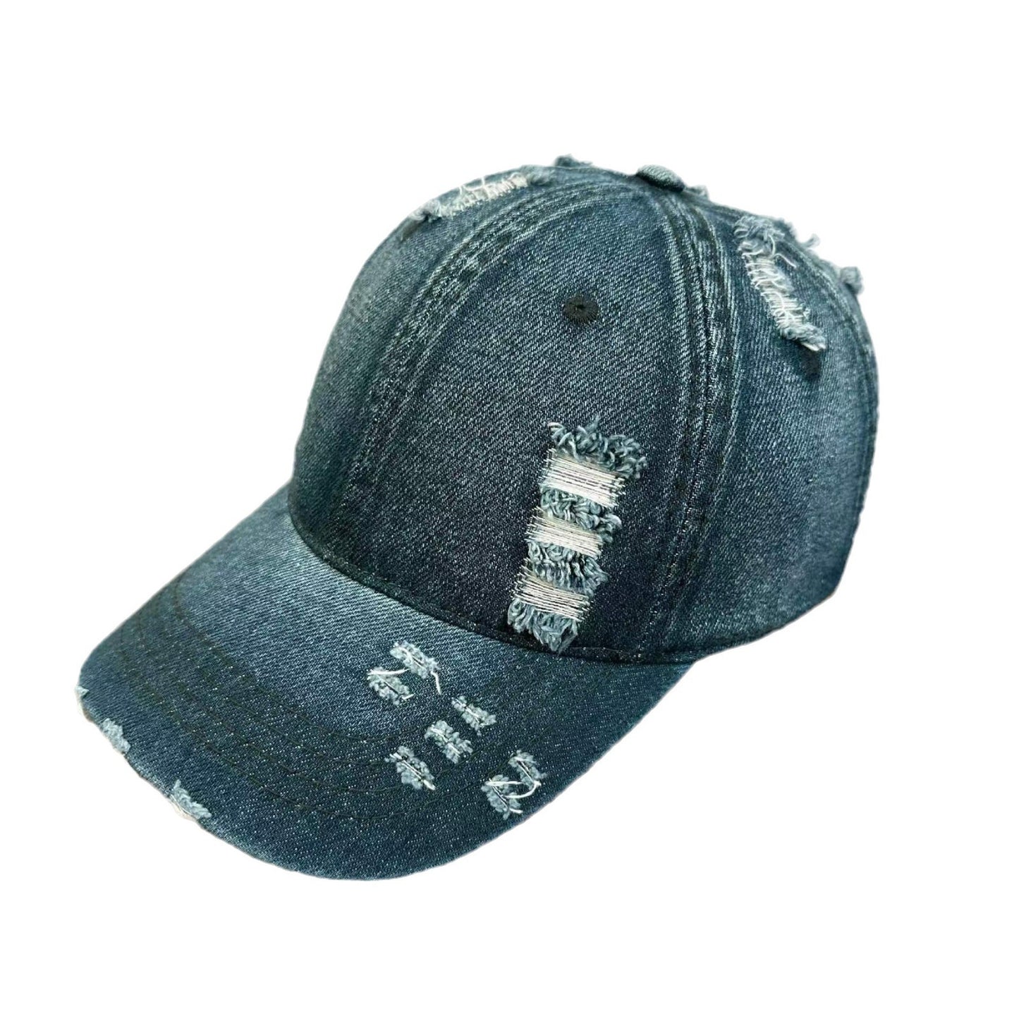 TheCapSpot - Washed Denim Soft Peaked Cap Distressed