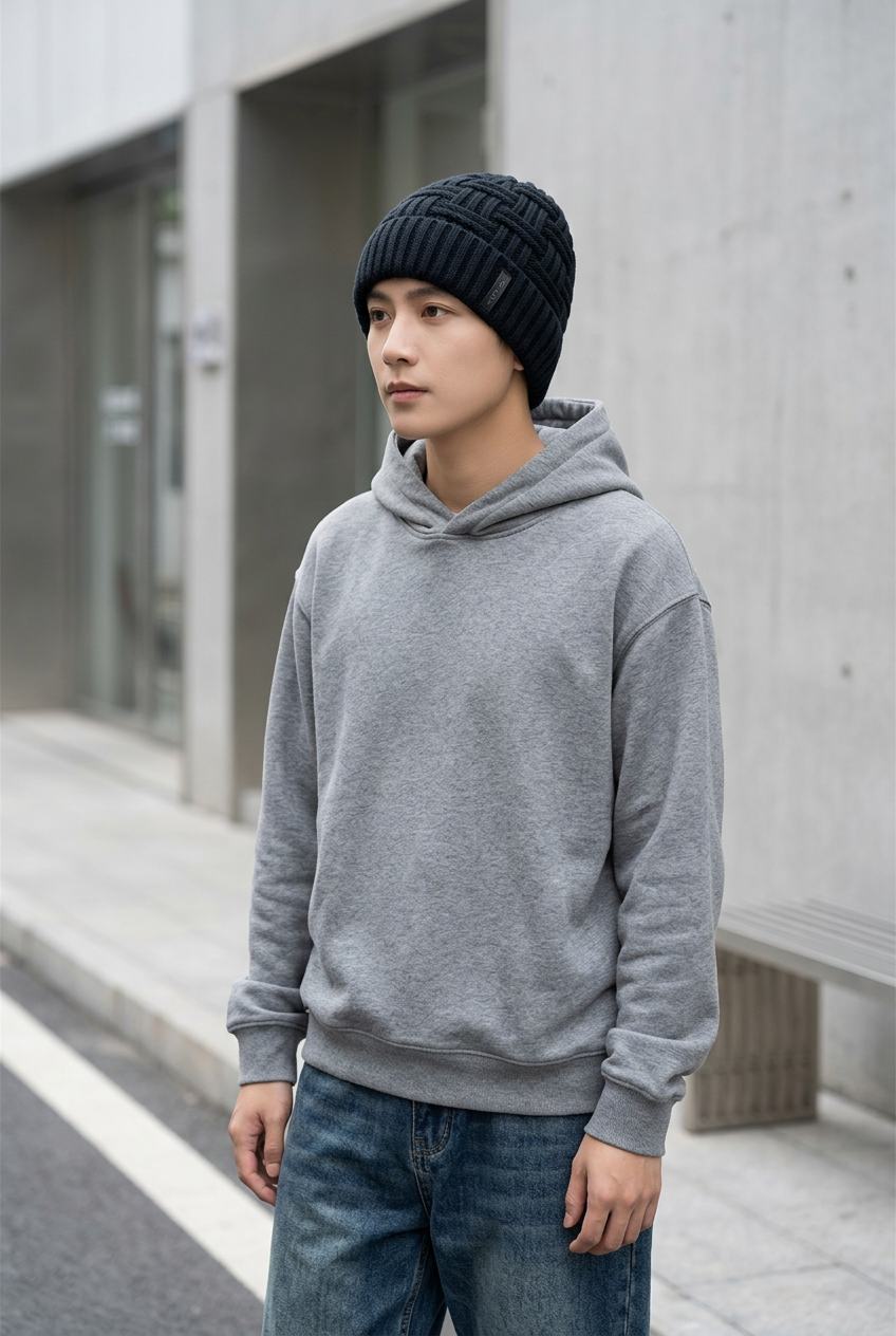 Lancaster Thickened Wool Checkered Beanie – Adjustable Fit