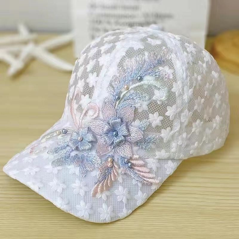 Outdoor Mesh Breathable Thin Lace Peaked Cap For Women