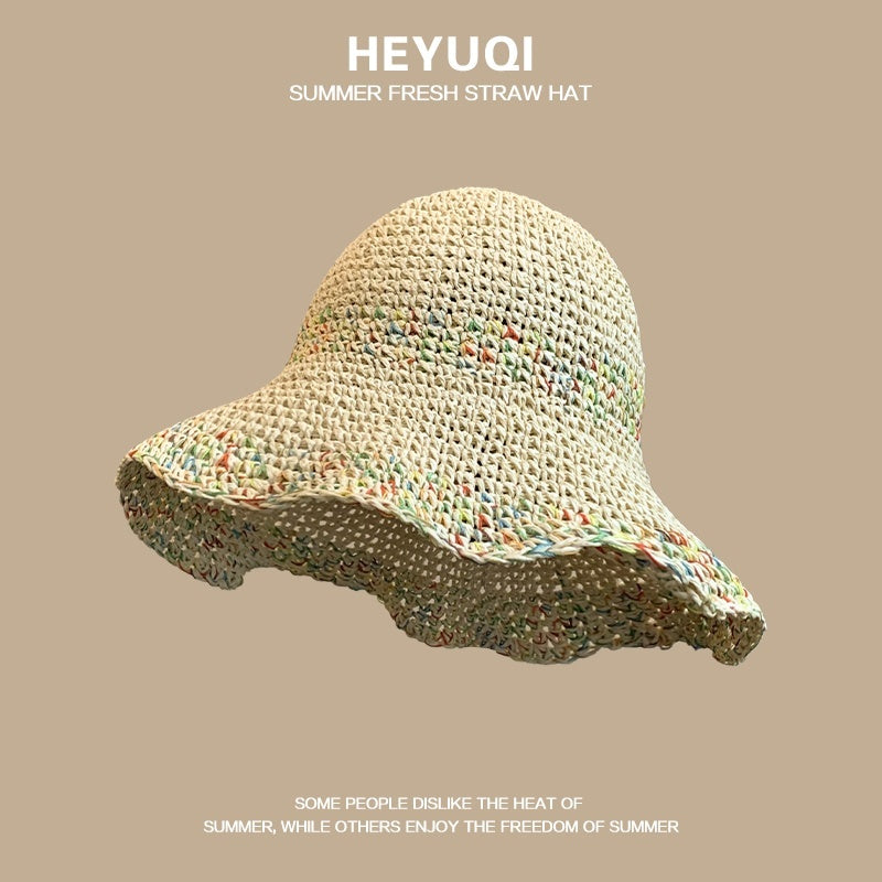 French Lace Raffia Hat Women's Summer Seaside