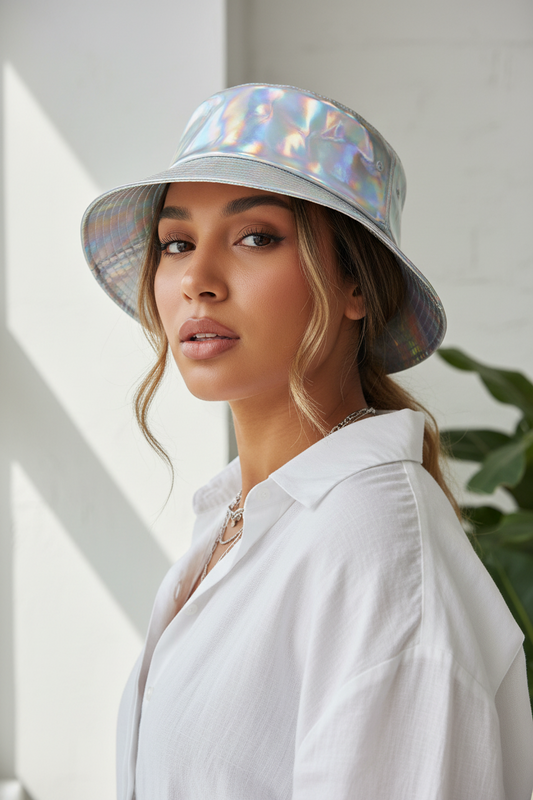 Perkins Leather Bucket Hat with UV Protection, Tie-Dye Detail
