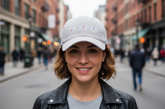 Gray cap with 'BFFS' embroidery on a white background