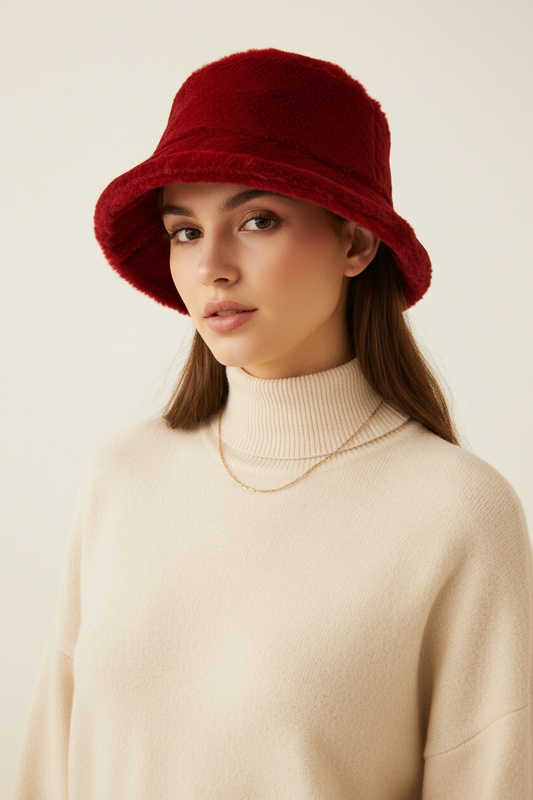 Ollie Faux Fur Bucket Hat – Women's Winter Monochrome