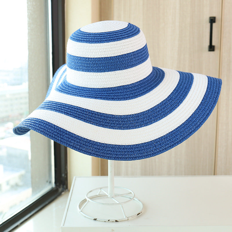 TheCapSpot - Striped Large Brimmed Hat