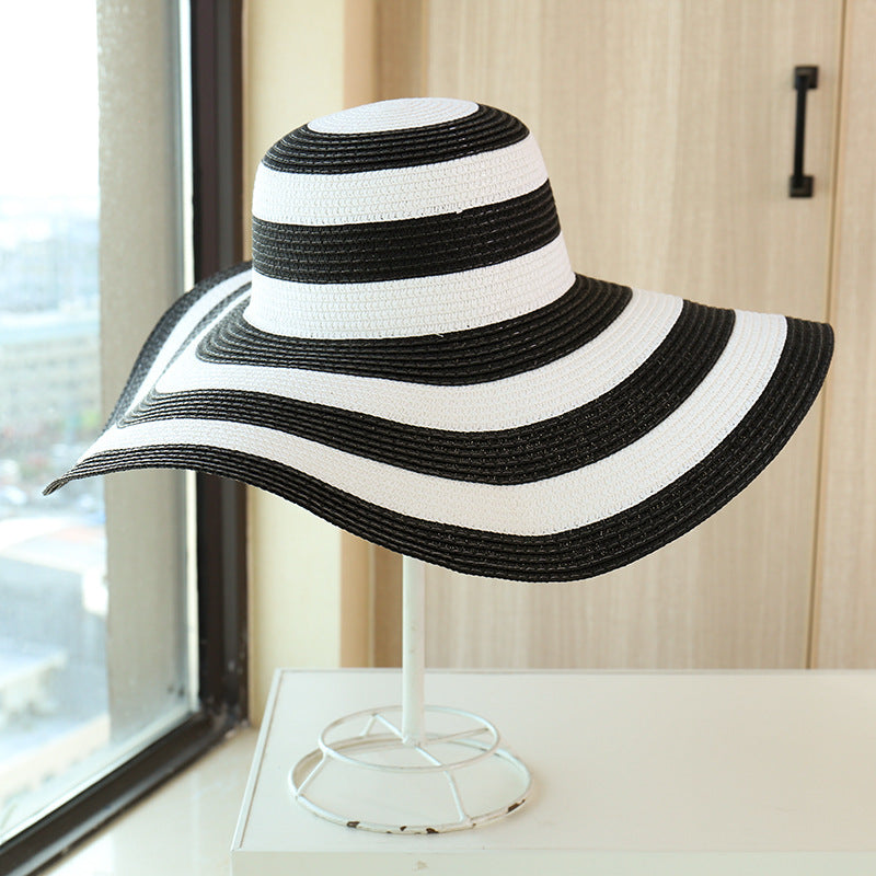 TheCapSpot - Striped Large Brimmed Hat