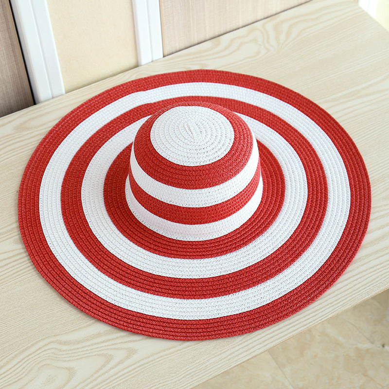 TheCapSpot - Striped Large Brimmed Hat