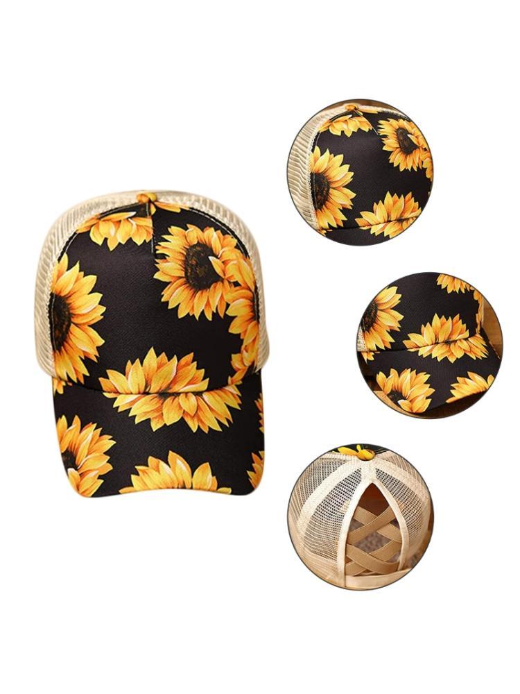 Hat Female Spring And Summer Jacquard Baseball Cap Printed Cross Ponytail Autumn Cap Student Sunscreen Net Cap