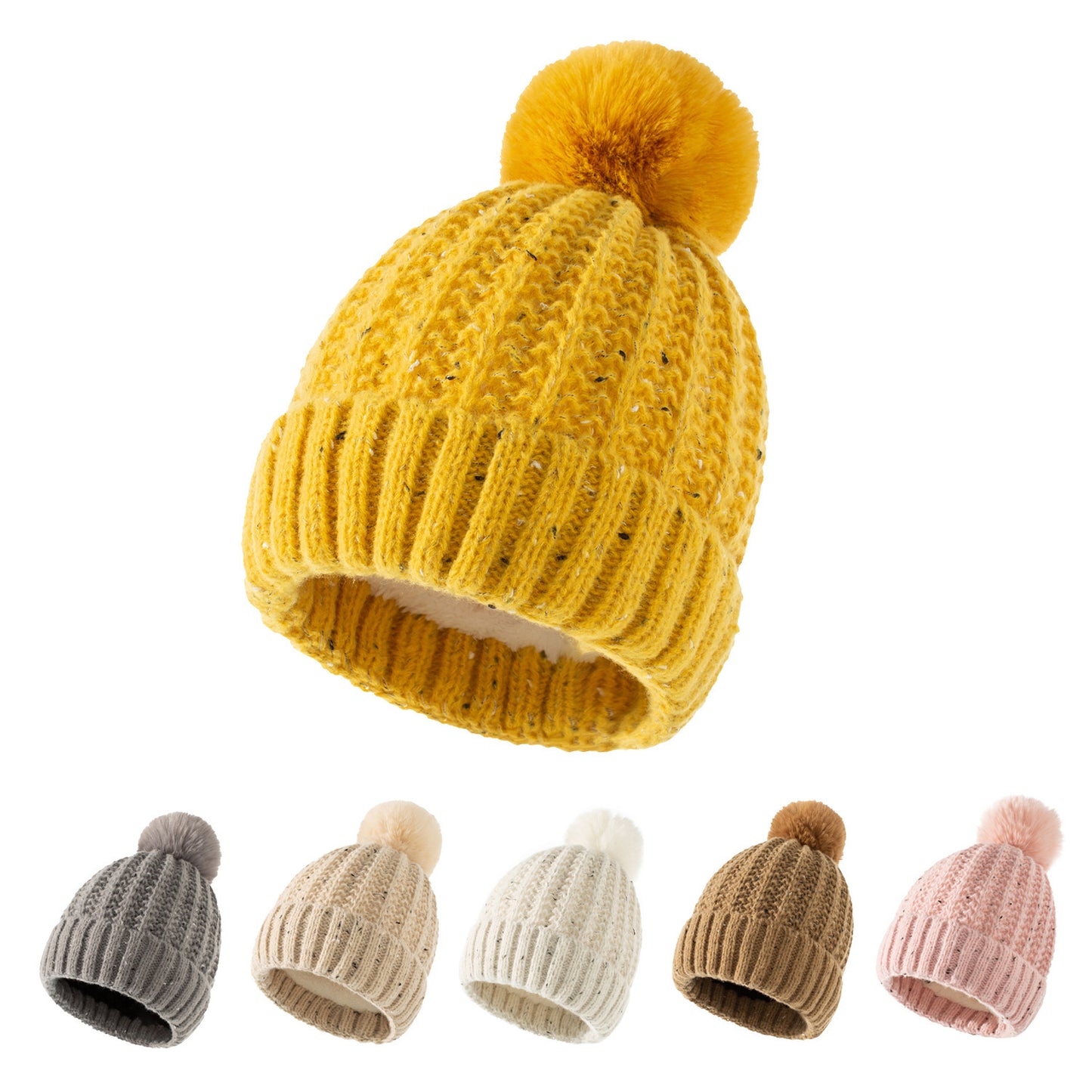 TheCapSpot - Fleece Lined Fur Ball Stocking Cap
