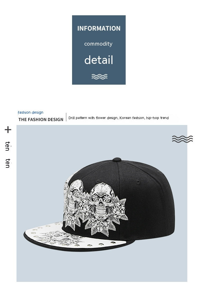 Baseball Cap Protection Sun Hat Skull Sticky Hip-hop Hipster Flat-brimmed