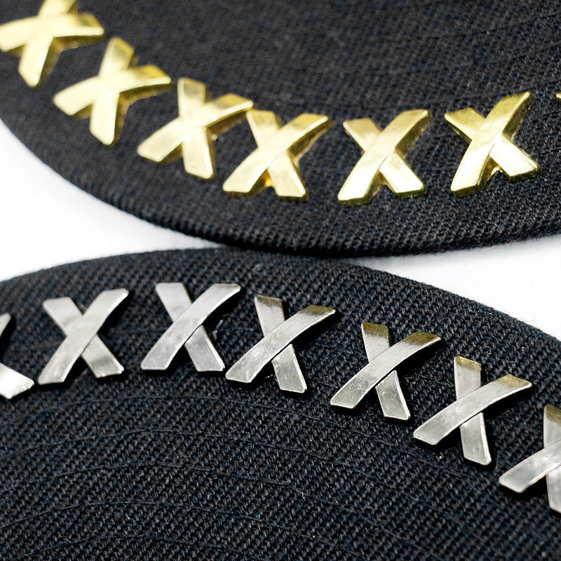 Punk Hip Hop Metal Rivet Flat Brim Baseball Cap