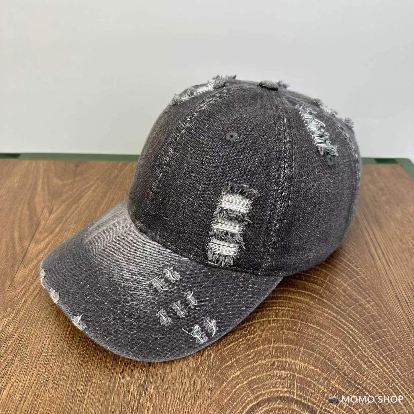 TheCapSpot - Washed Denim Soft Peaked Cap Distressed