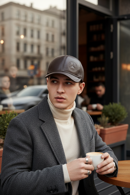 Hughes Cowhide Leather Baseball Cap