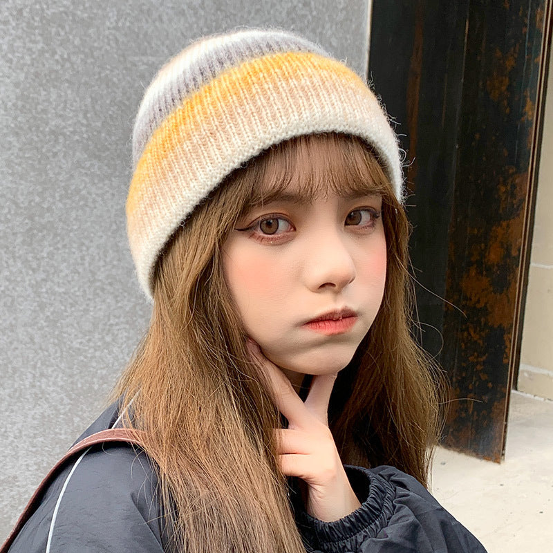 RainbowKnitted Ladies Warm Student Woolen Hat
