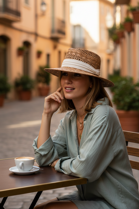 O'Neal Wide Brim Papyrus Straw Sun Hat, Flat Top, Unisex