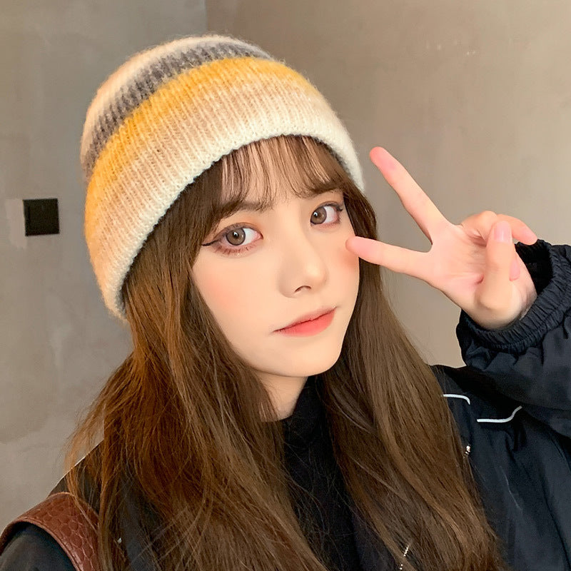 RainbowKnitted Ladies Warm Student Woolen Hat