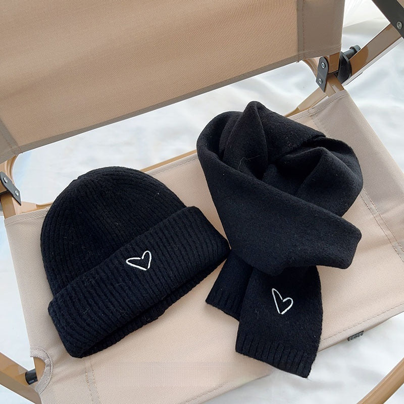 TheCapSpot - Heart Embroidery Solid Color Children Woolen Knitted Hat
