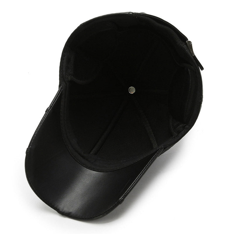 Men's Middle-aged And Elderly Winter Cold-proof PU Leather Hat