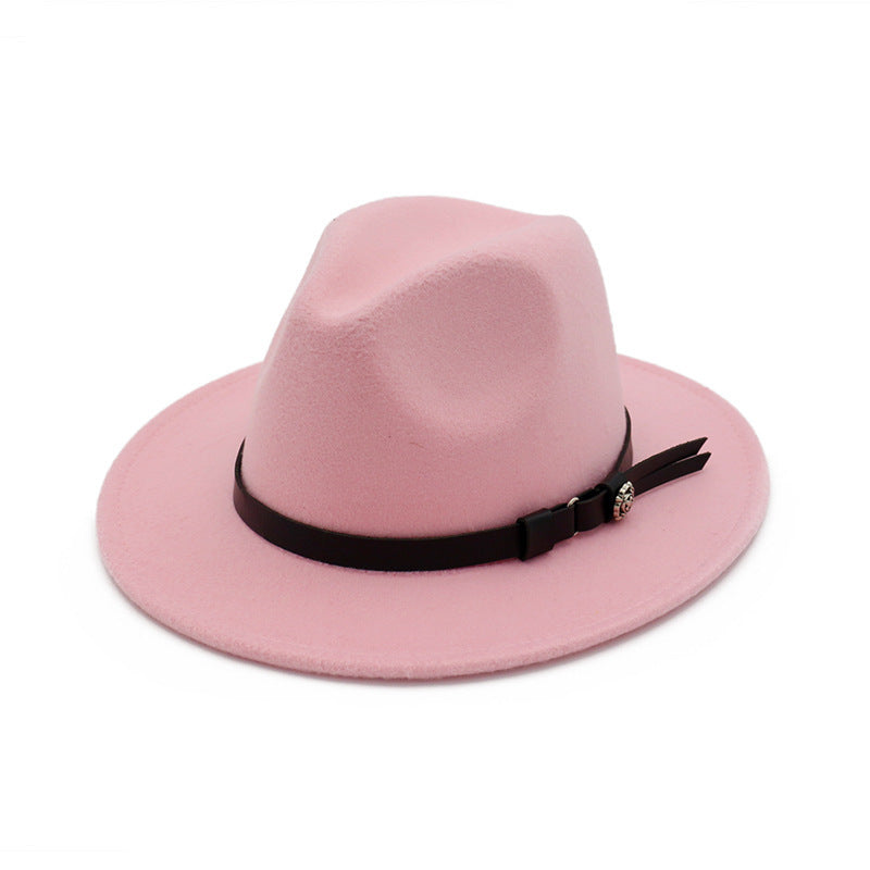 Jazz Flat Brim Felt Straight Brim Hat