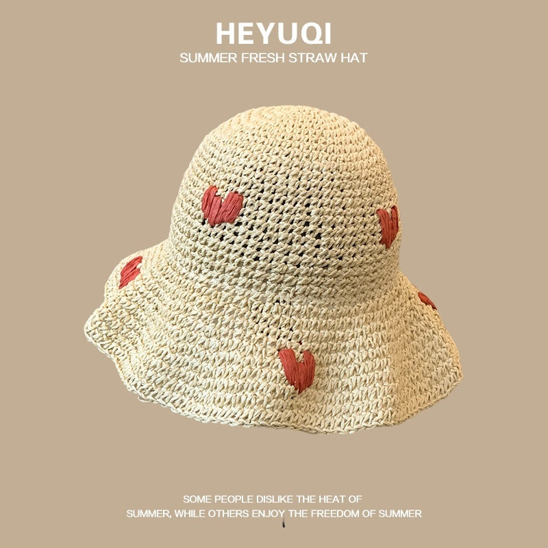 French Lace Raffia Hat Women's Summer Seaside