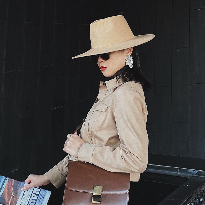 Hat room woolen big brim top hat