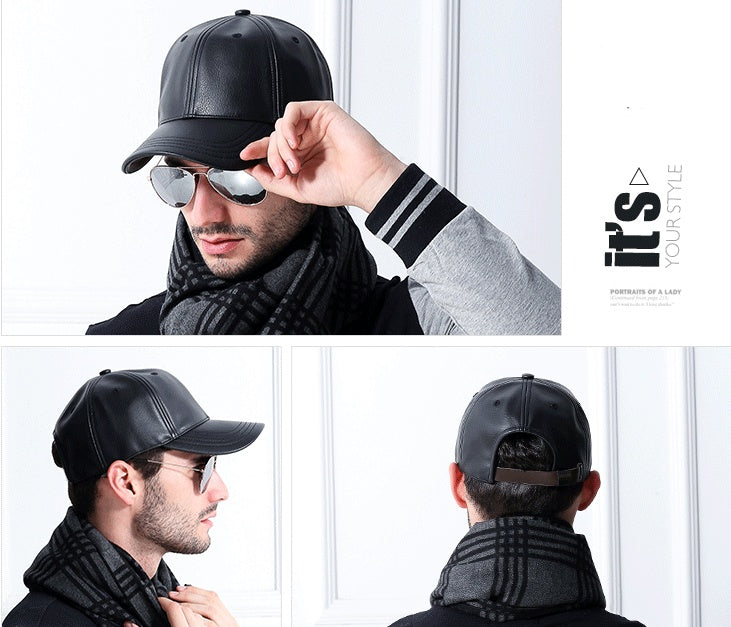 TheCapSpot - Faux Leather Black Hat