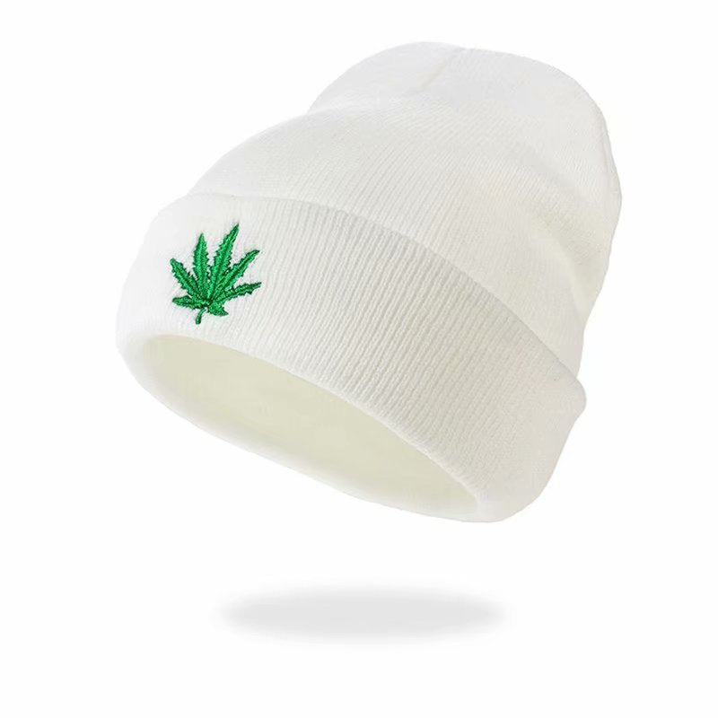 TheCapSpot - Maple Leaf Embroidered Knitted Hat Caps Hip Hop Woolen Yarn