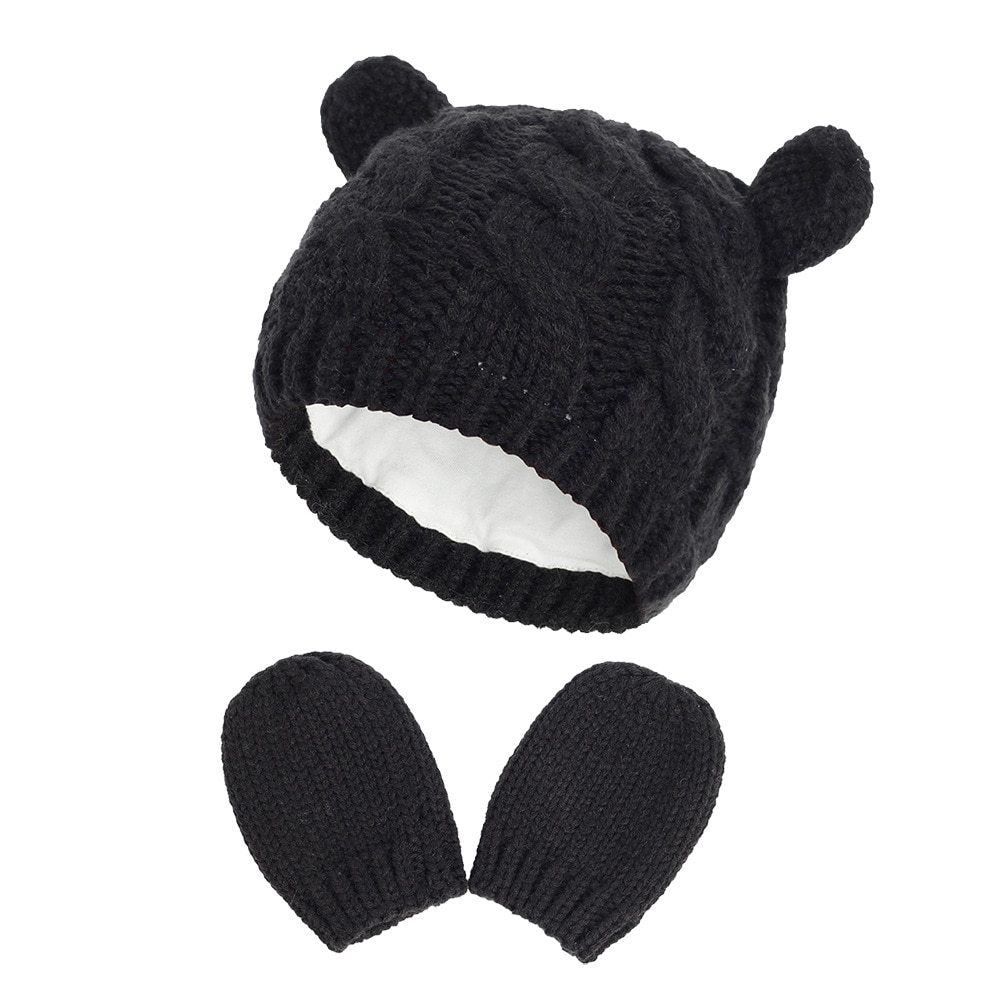 Baby knitted hat with small ears