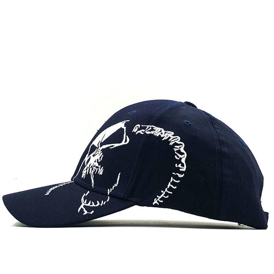 Skull Embroidered Satin Baseball Cap, Adjustable