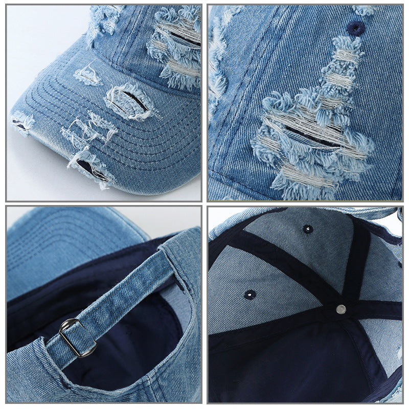 TheCapSpot - Denim Distressed Hat