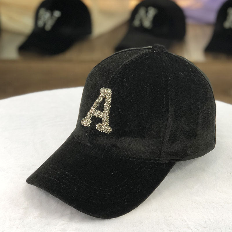 Letter Gold Velvet Baseball Cap Casual All-match Korean Peaked Cap
