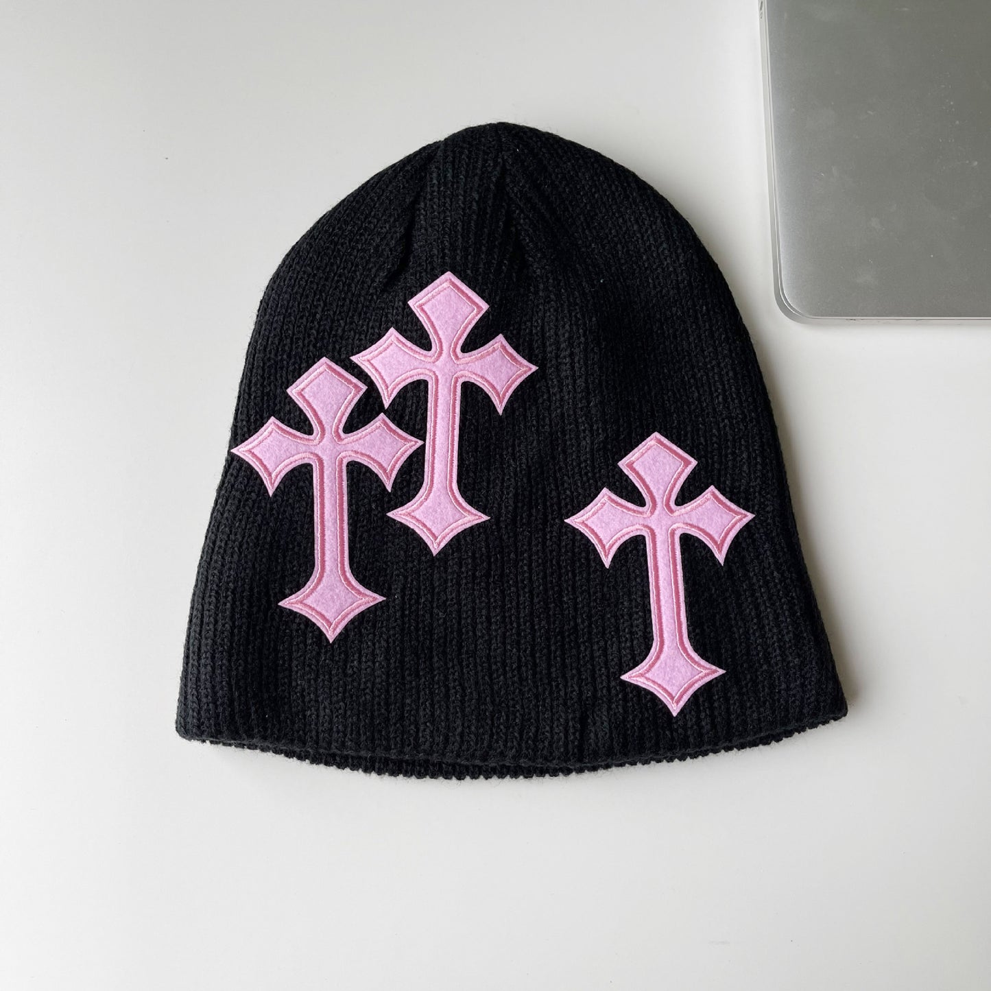 TheCapSpot - Dark Cross Woolen Cap Children Loose Pile Style Knitted Hat