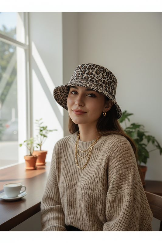 Claremore Leopard Print Double-Sided Cotton Bucket Hat – Japanese Korean Sweet Style