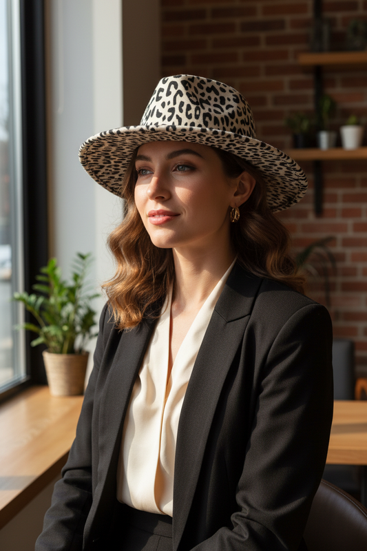 Cleveland Animal Print Felt Wool Fedora Hat with Band