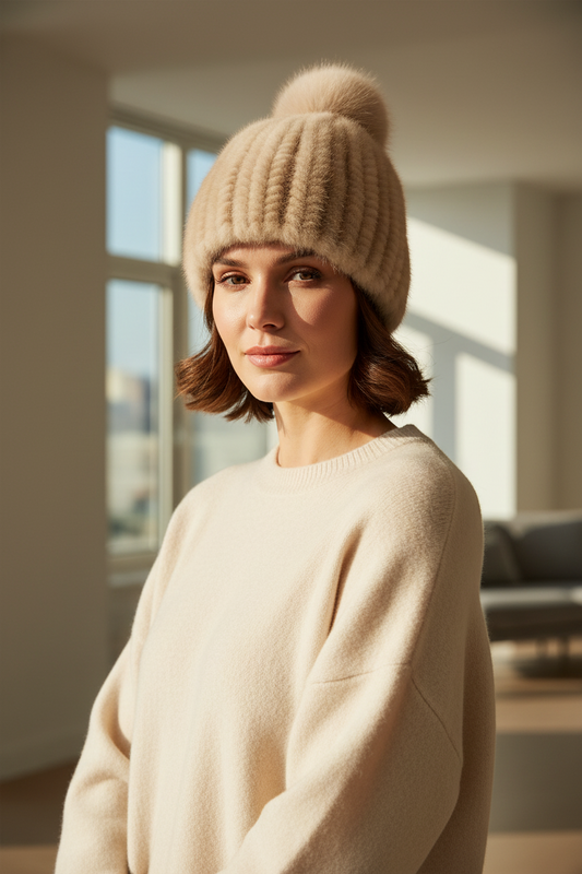 Denver Bell-Shaped Acrylic Mink Fur Beanie