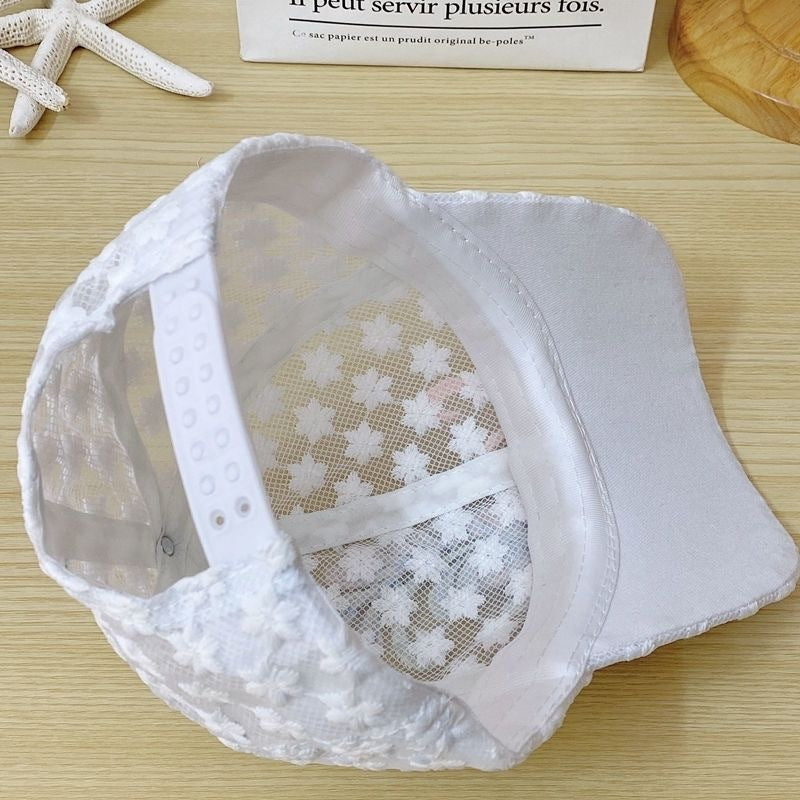 Outdoor Mesh Breathable Thin Lace Peaked Cap For Women