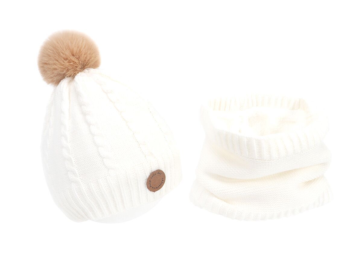 Children's Knitted Hat And Scarf Two-piece Autumn And Winter Fleece
