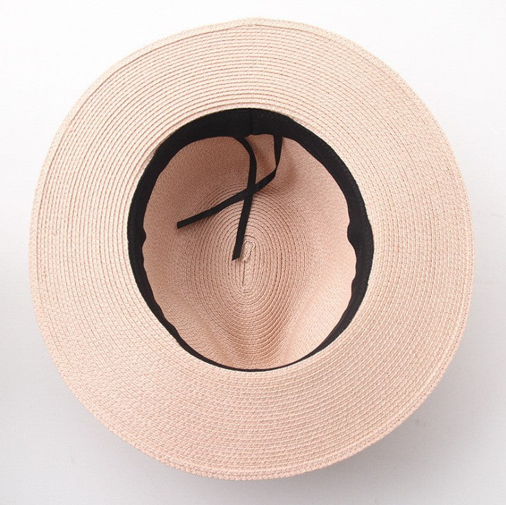 Lowry Wide Brim Straw Fedora Hat, Adjustable