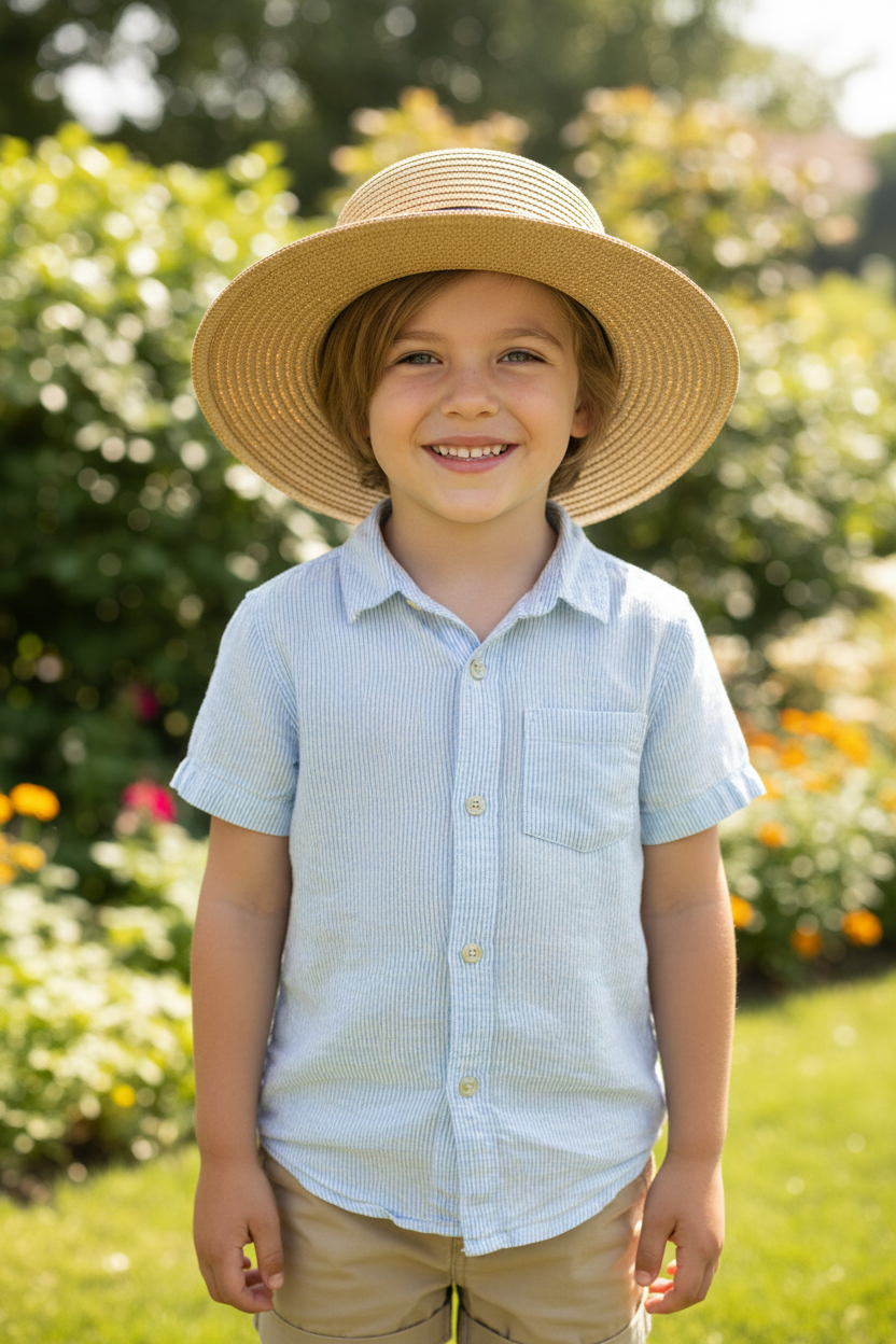 Jefferson Flat Top Papyrus Sun Hat – Unisex Kids & Adults