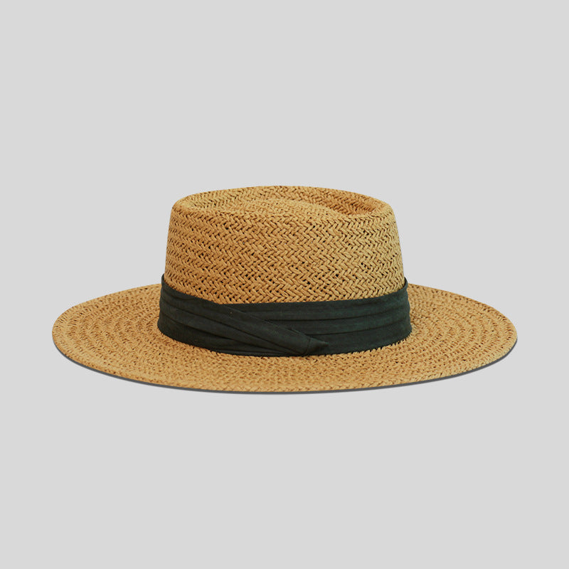 TheCapSpot - Solid Ribbon Straw Hat
