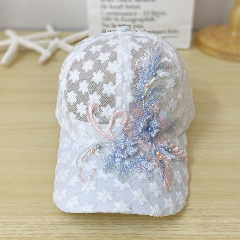 Outdoor Mesh Breathable Thin Lace Peaked Cap For Women